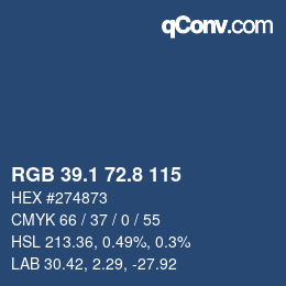 カラーコード: RGB 39.1 72.8 115 | qconv.com