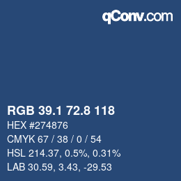 Color code: RGB 39.1 72.8 118 | qconv.com