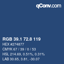 Color code: RGB 39.1 72.8 119 | qconv.com