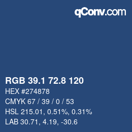 Color code: RGB 39.1 72.8 120 | qconv.com