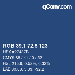 Color code: RGB 39.1 72.8 123 | qconv.com