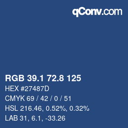 Color code: RGB 39.1 72.8 125 | qconv.com