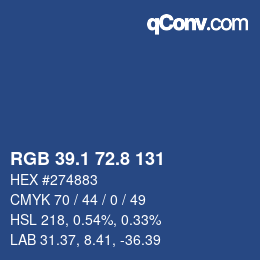 Color code: RGB 39.1 72.8 131 | qconv.com