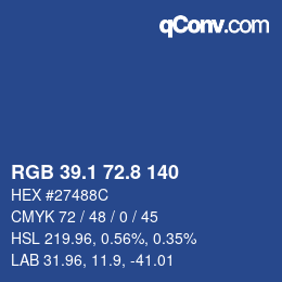Color code: RGB 39.1 72.8 140 | qconv.com