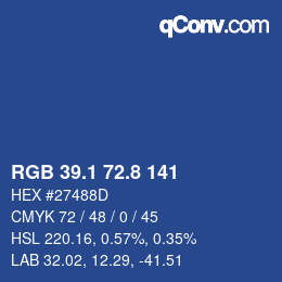 カラーコード: RGB 39.1 72.8 141 | qconv.com
