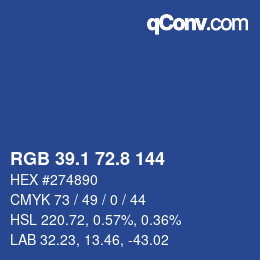 カラーコード: RGB 39.1 72.8 144 | qconv.com