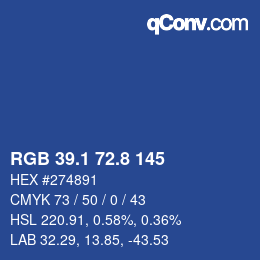 Code couleur: RGB 39.1 72.8 145 | qconv.com