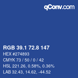 カラーコード: RGB 39.1 72.8 147 | qconv.com