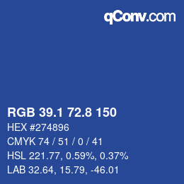 Color code: RGB 39.1 72.8 150 | qconv.com