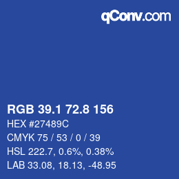 Color code: RGB 39.1 72.8 156 | qconv.com
