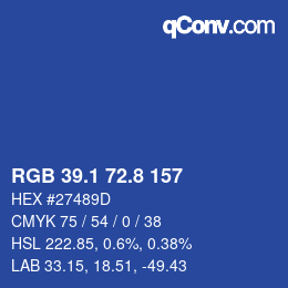 Color code: RGB 39.1 72.8 157 | qconv.com