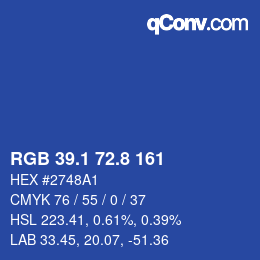 カラーコード: RGB 39.1 72.8 161 | qconv.com