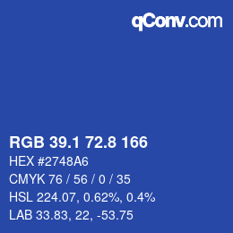 Color code: RGB 39.1 72.8 166 | qconv.com