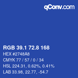 Color code: RGB 39.1 72.8 168 | qconv.com
