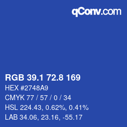 カラーコード: RGB 39.1 72.8 169 | qconv.com