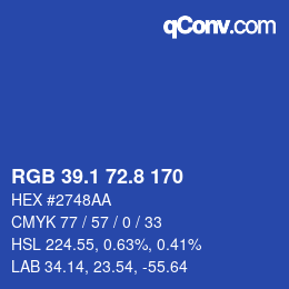 Farbcode: RGB 39.1 72.8 170 | qconv.com