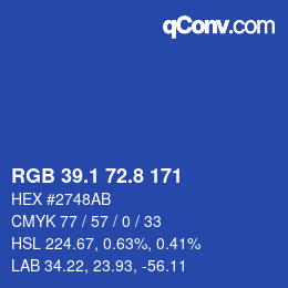 Color code: RGB 39.1 72.8 171 | qconv.com