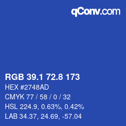 カラーコード: RGB 39.1 72.8 173 | qconv.com
