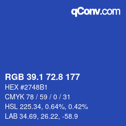 カラーコード: RGB 39.1 72.8 177 | qconv.com