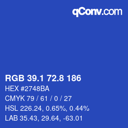 カラーコード: RGB 39.1 72.8 186 | qconv.com