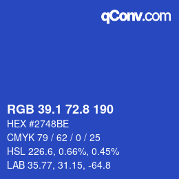 カラーコード: RGB 39.1 72.8 190 | qconv.com