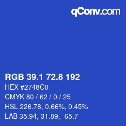 カラーコード: RGB 39.1 72.8 192 | qconv.com