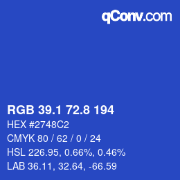 カラーコード: RGB 39.1 72.8 194 | qconv.com