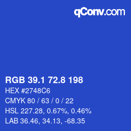 カラーコード: RGB 39.1 72.8 198 | qconv.com