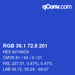 カラーコード: RGB 39.1 72.8 201 | qconv.com