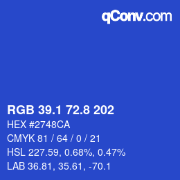 カラーコード: RGB 39.1 72.8 202 | qconv.com