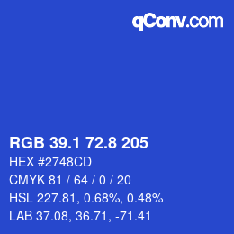 カラーコード: RGB 39.1 72.8 205 | qconv.com