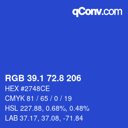 カラーコード: RGB 39.1 72.8 206 | qconv.com