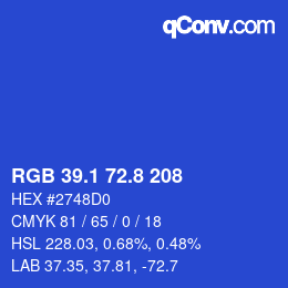 カラーコード: RGB 39.1 72.8 208 | qconv.com