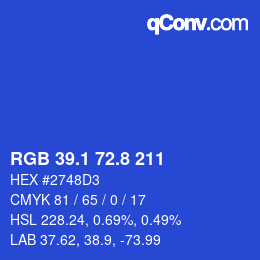 カラーコード: RGB 39.1 72.8 211 | qconv.com