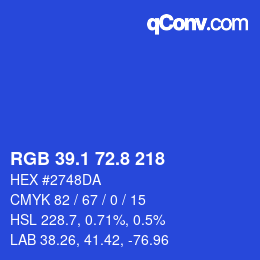 カラーコード: RGB 39.1 72.8 218 | qconv.com