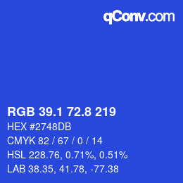 カラーコード: RGB 39.1 72.8 219 | qconv.com