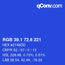 カラーコード: RGB 39.1 72.8 221 | qconv.com