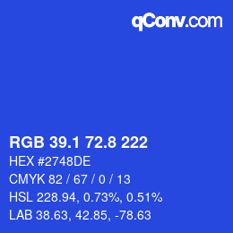 カラーコード: RGB 39.1 72.8 222 | qconv.com
