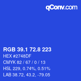 カラーコード: RGB 39.1 72.8 223 | qconv.com