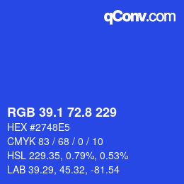 カラーコード: RGB 39.1 72.8 229 | qconv.com