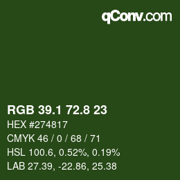 カラーコード: RGB 39.1 72.8 23 | qconv.com