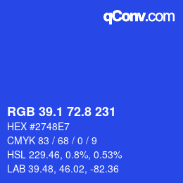 カラーコード: RGB 39.1 72.8 231 | qconv.com