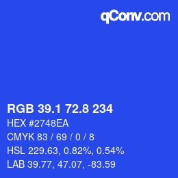 カラーコード: RGB 39.1 72.8 234 | qconv.com