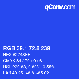 カラーコード: RGB 39.1 72.8 239 | qconv.com