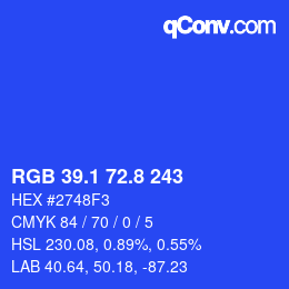 カラーコード: RGB 39.1 72.8 243 | qconv.com