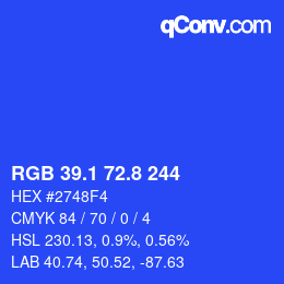 カラーコード: RGB 39.1 72.8 244 | qconv.com