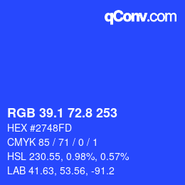 カラーコード: RGB 39.1 72.8 253 | qconv.com