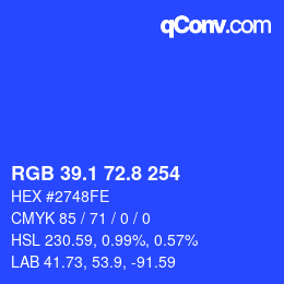 カラーコード: RGB 39.1 72.8 254 | qconv.com