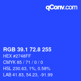 カラーコード: RGB 39.1 72.8 255 | qconv.com