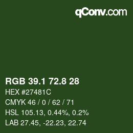 Color code: RGB 39.1 72.8 28 | qconv.com